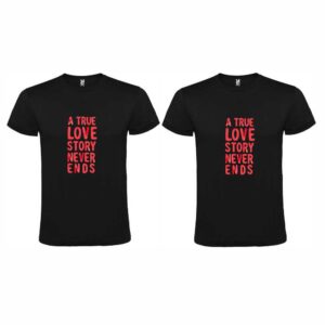 Set 2 tricouri cuplu negre personalizate citat iubire