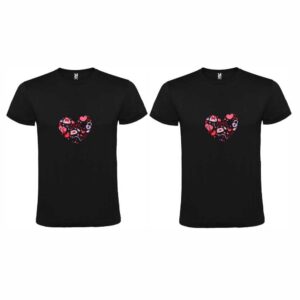 Set 2 tricouri cuplu negre personalizate cu elemente