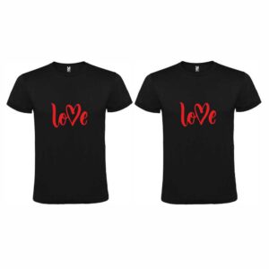 Set 2 tricouri cuplu negre personalizate "Love"