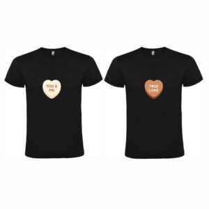 Set 2 tricouri cuplu negre personalizate "You & me" & "True love"