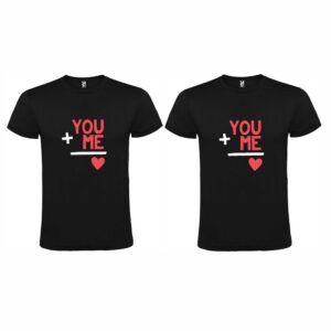 Set 2 tricouri cuplu negre personalizate