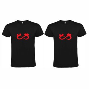 Set 2 tricouri cuplu negre personalizate infinit
